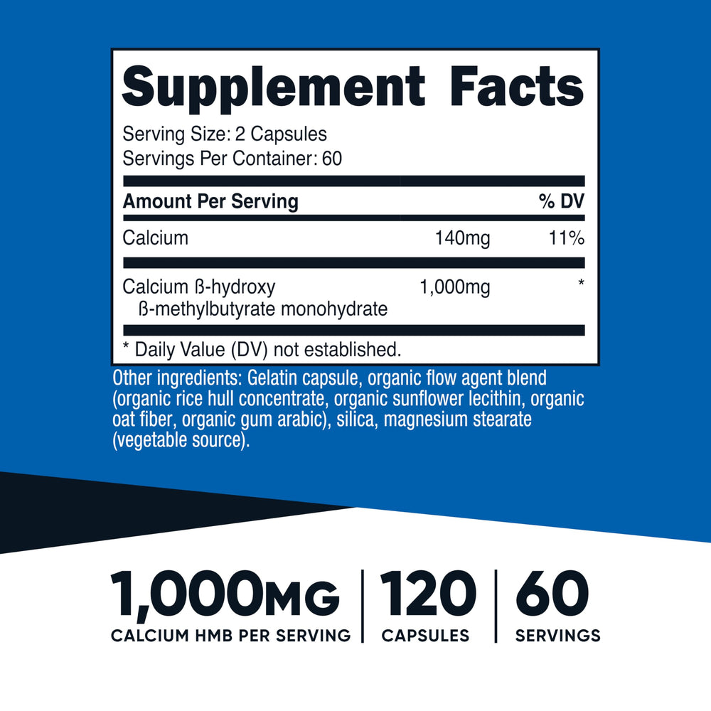 Nutricost HMB capsules—120-count bottle for workouts and routine.