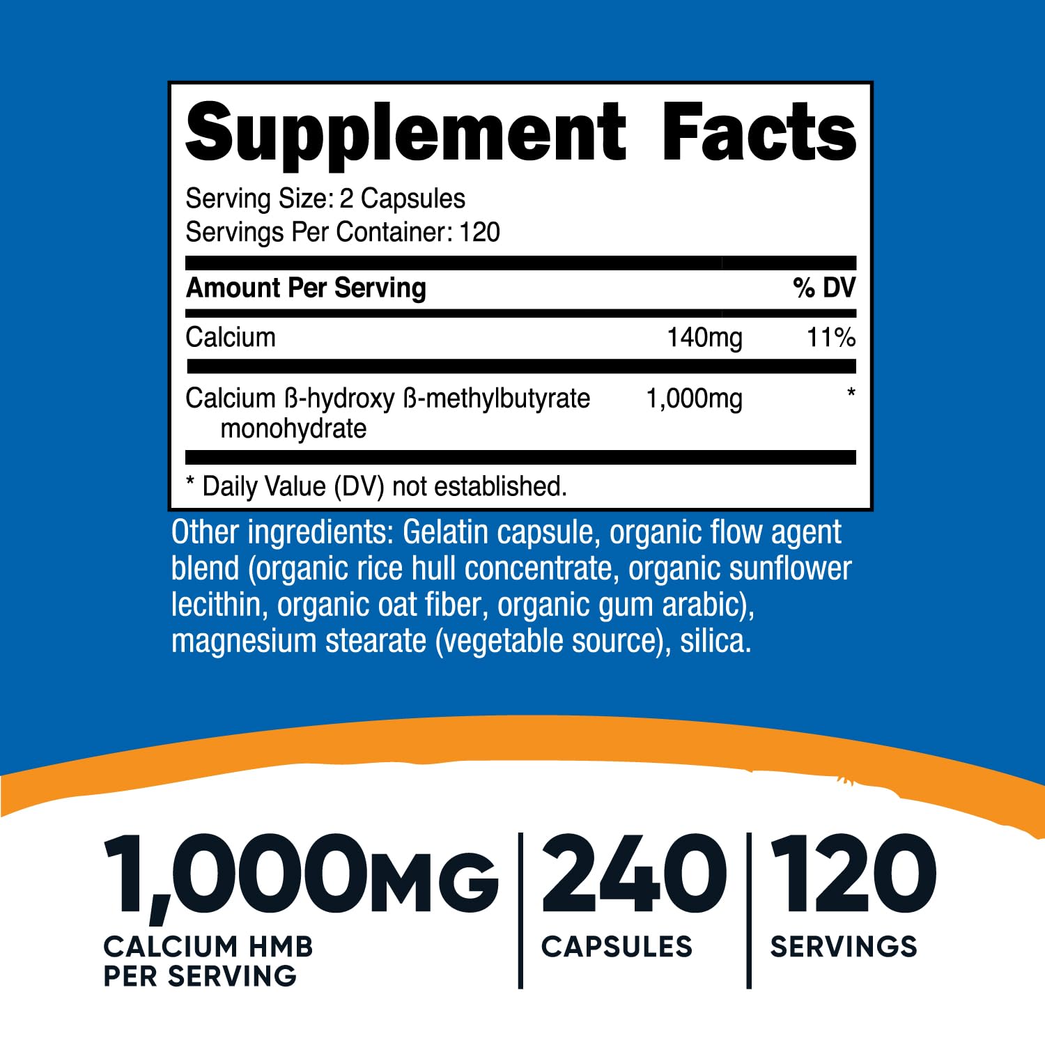Nutricost HMB capsules close-up showing 500mg per capsule