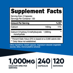 Nutricost HMB capsules close-up highlighting precise 500 mg dose per capsule.