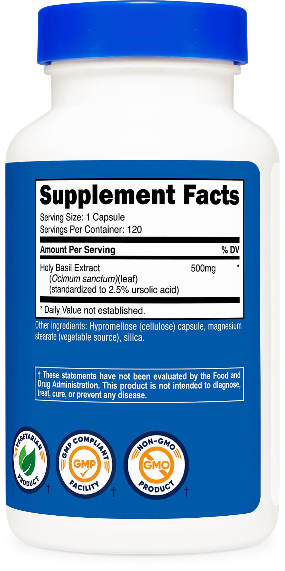 Nutricost Holy Basil capsules manufactured in GMP and FDA registered facility
