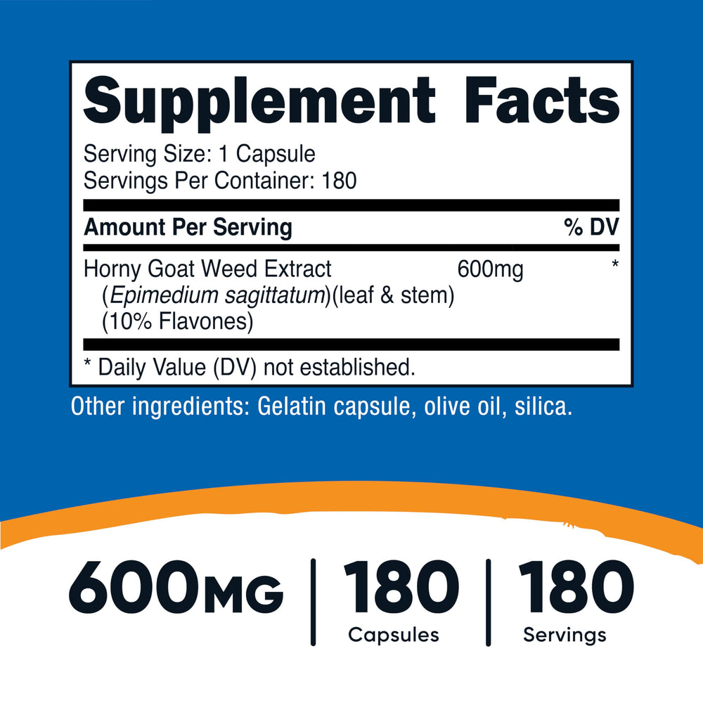 Nutricost Horny Goat Weed Extract capsules close-up highlighting convenience