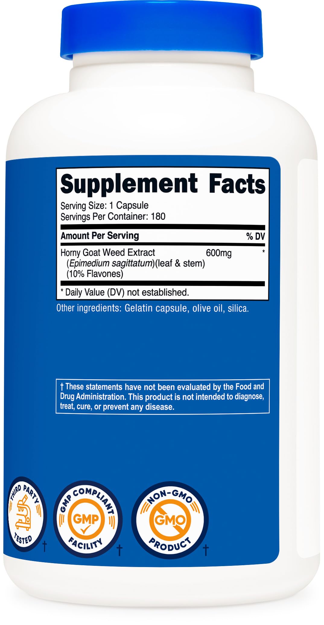 Nutricost serving size graphic showing one capsule per serving