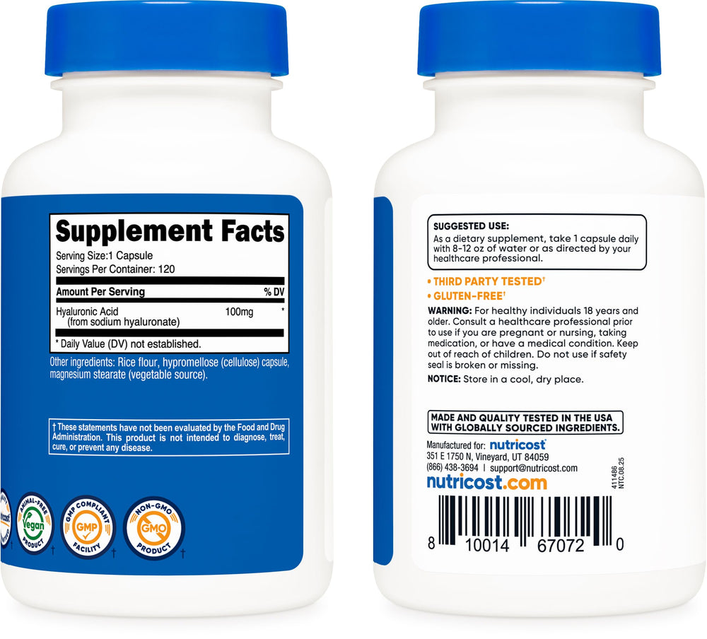 Serving size indicator on the bottle shows one capsule per serving.