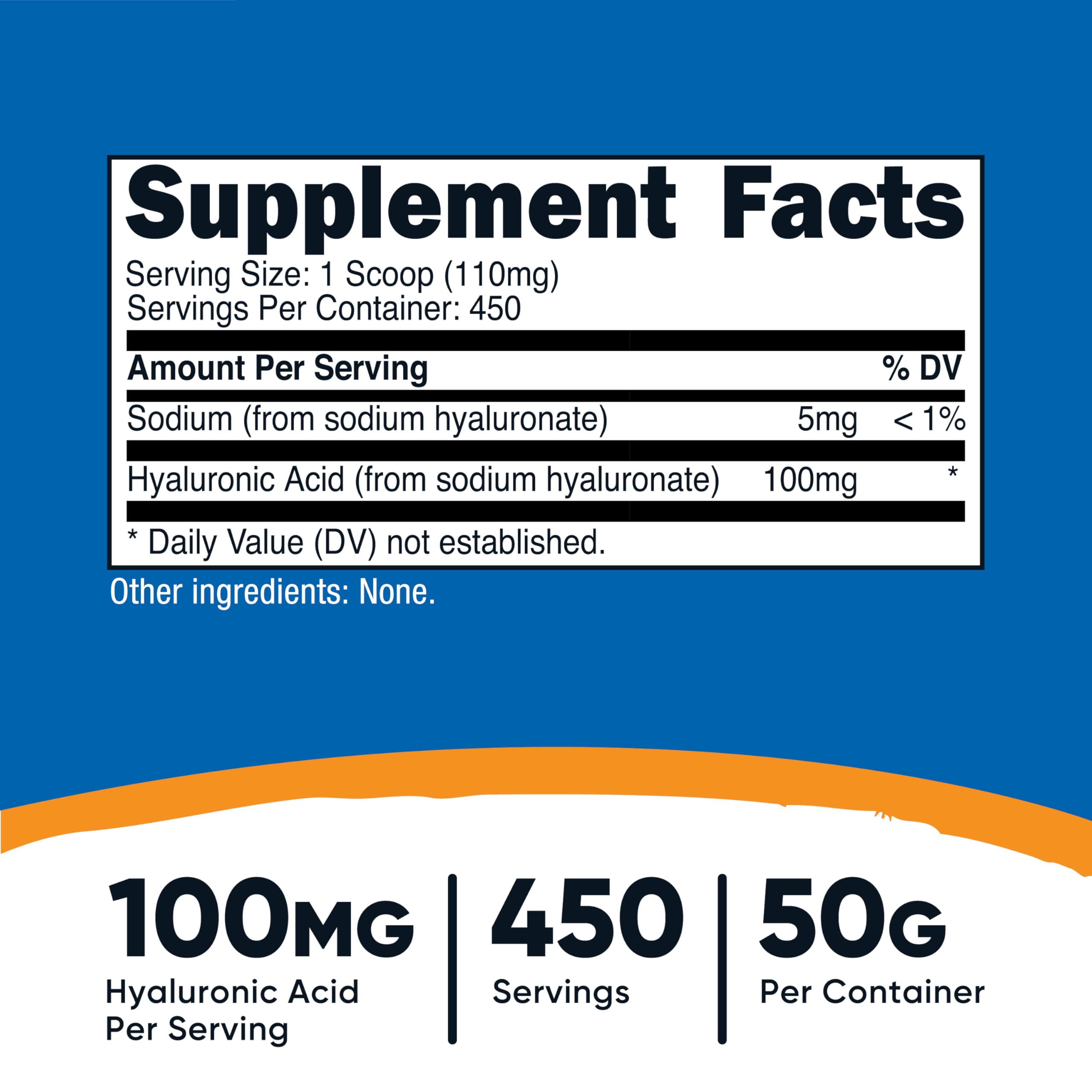 Nutricost Hyaluronic Acid Powder serving spoon showing precise dosing