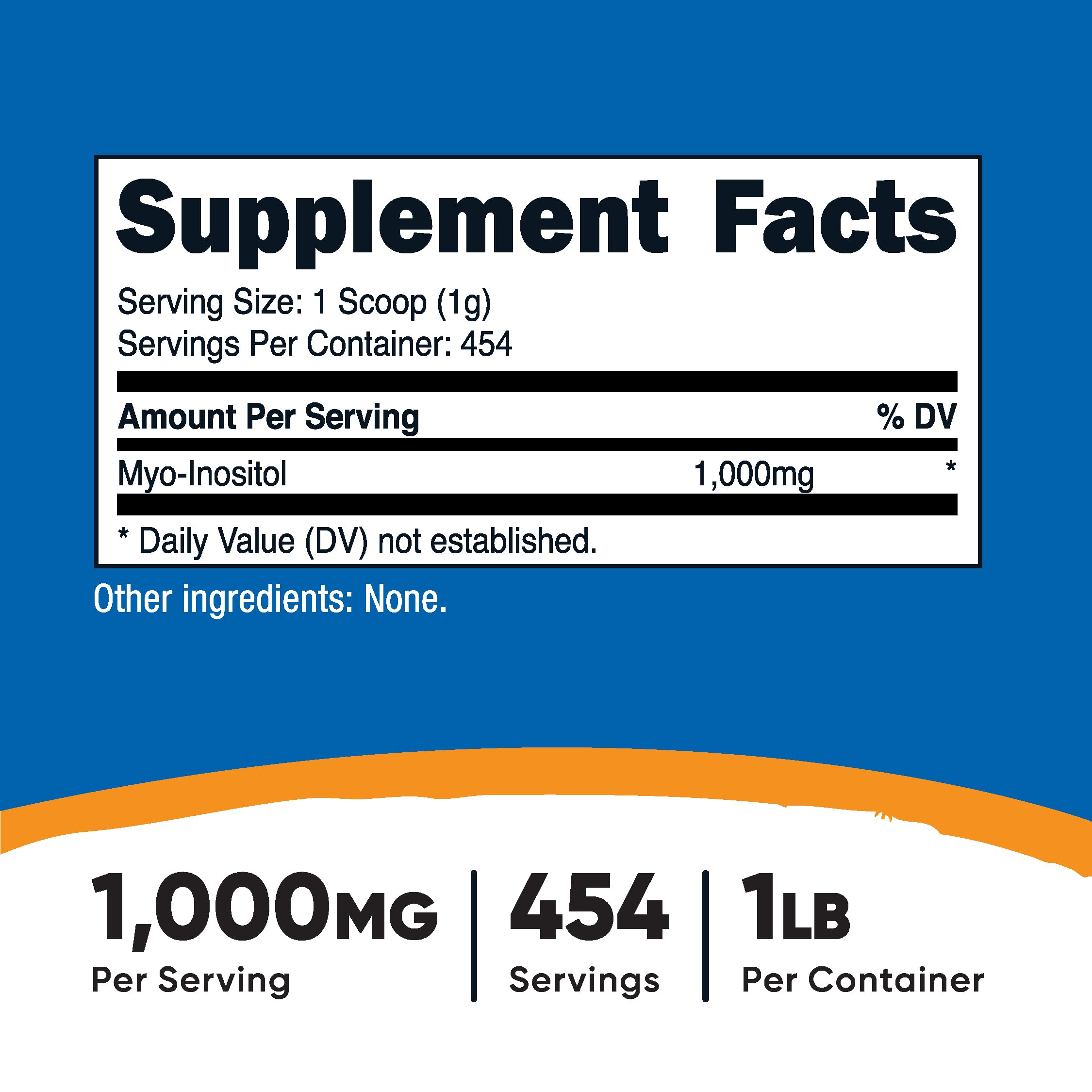 Nutricost Inositol Powder scoop included for precise 1000 mg servings