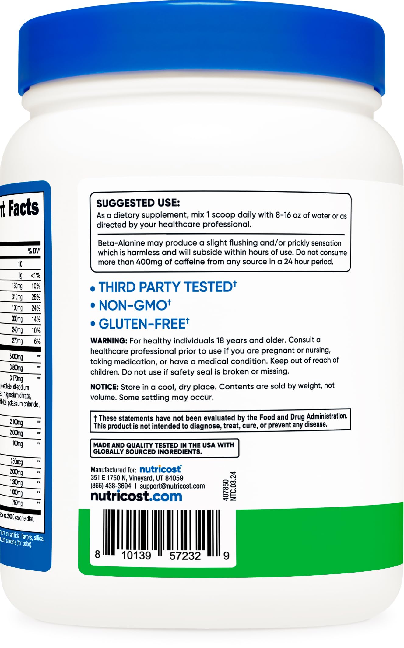 Nutricost intra-workout powder glass pouring emphasizes convenient, versatile use with any beverage.