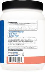 Close-up of Nutricost label showing non-GMO and gluten-free attributes.