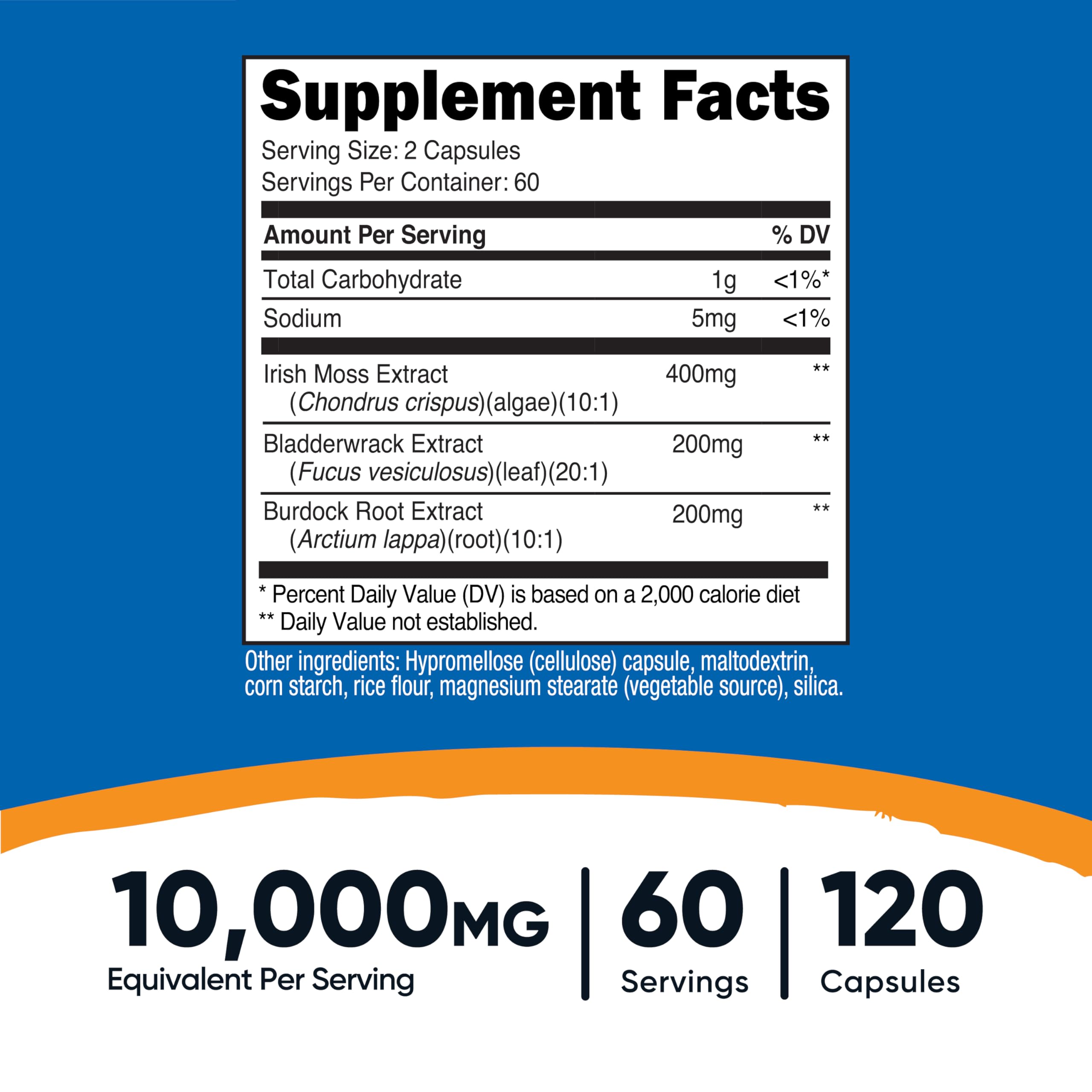Nutricost Irish Sea Moss Extract capsules highlight convenient daily dosage for vegan supplement routine.