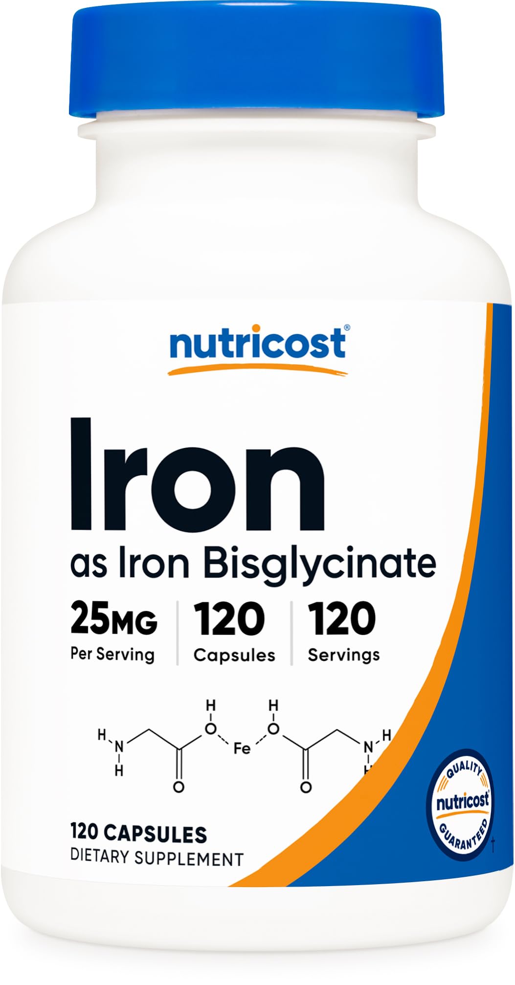 Nutricost Iron Bisglycinate capsules provide a highly bioavailable iron option.