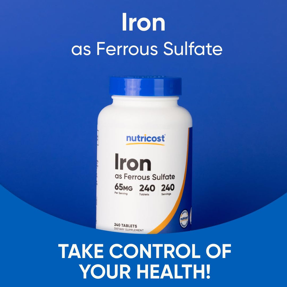 Nutricost Iron bottle cap close-up highlighting secure closure