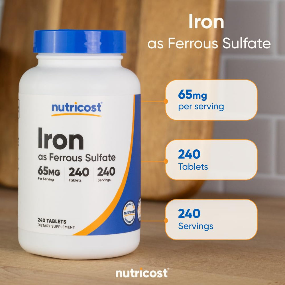 Nutricost Iron bottle on kitchen counter as part of daily routine