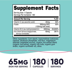 Nutricost Iron capsules closeup showing an easy-to-swallow daily dose.