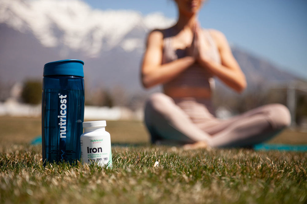Nutricost iron bottle highlights vegetarian-friendly formulation.