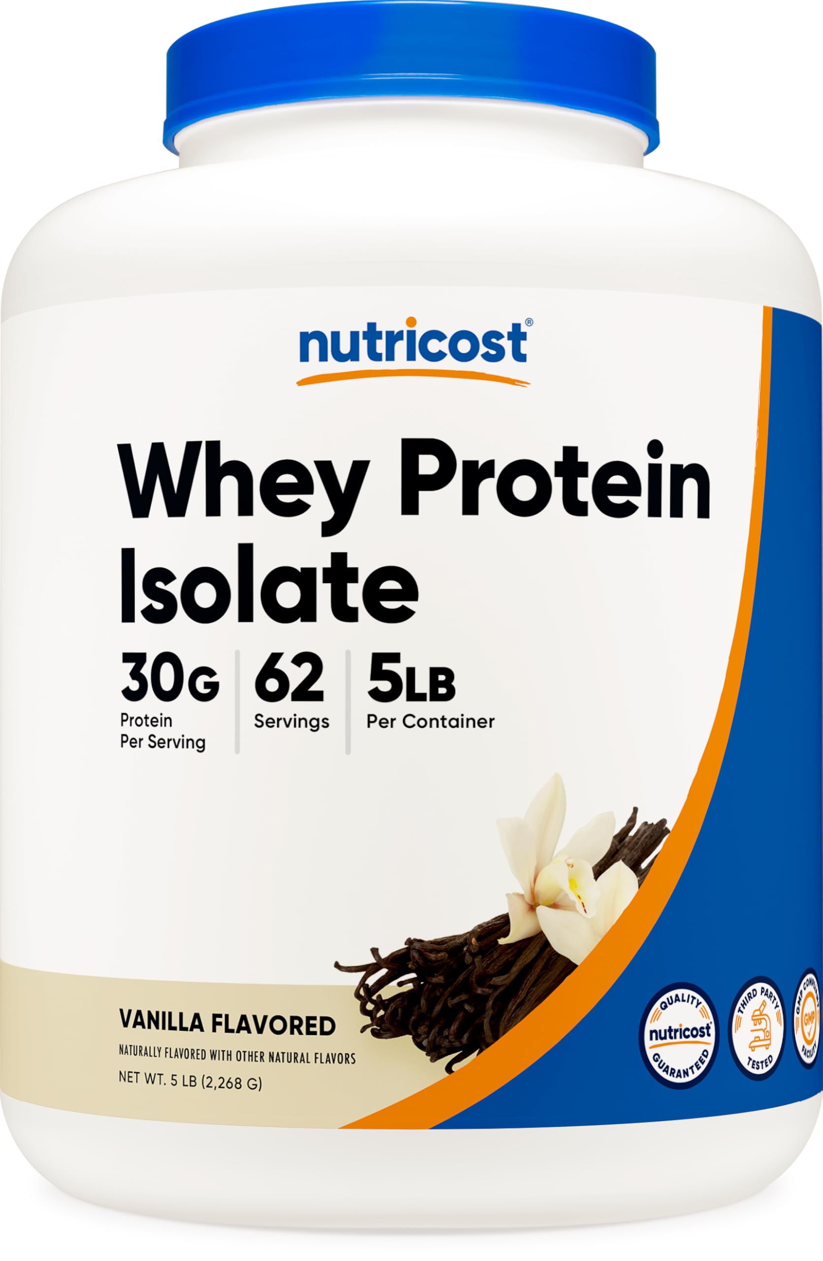 Nutricost Isolate Whey Vanilla bottle shows premium packaging and protein for daily shakes