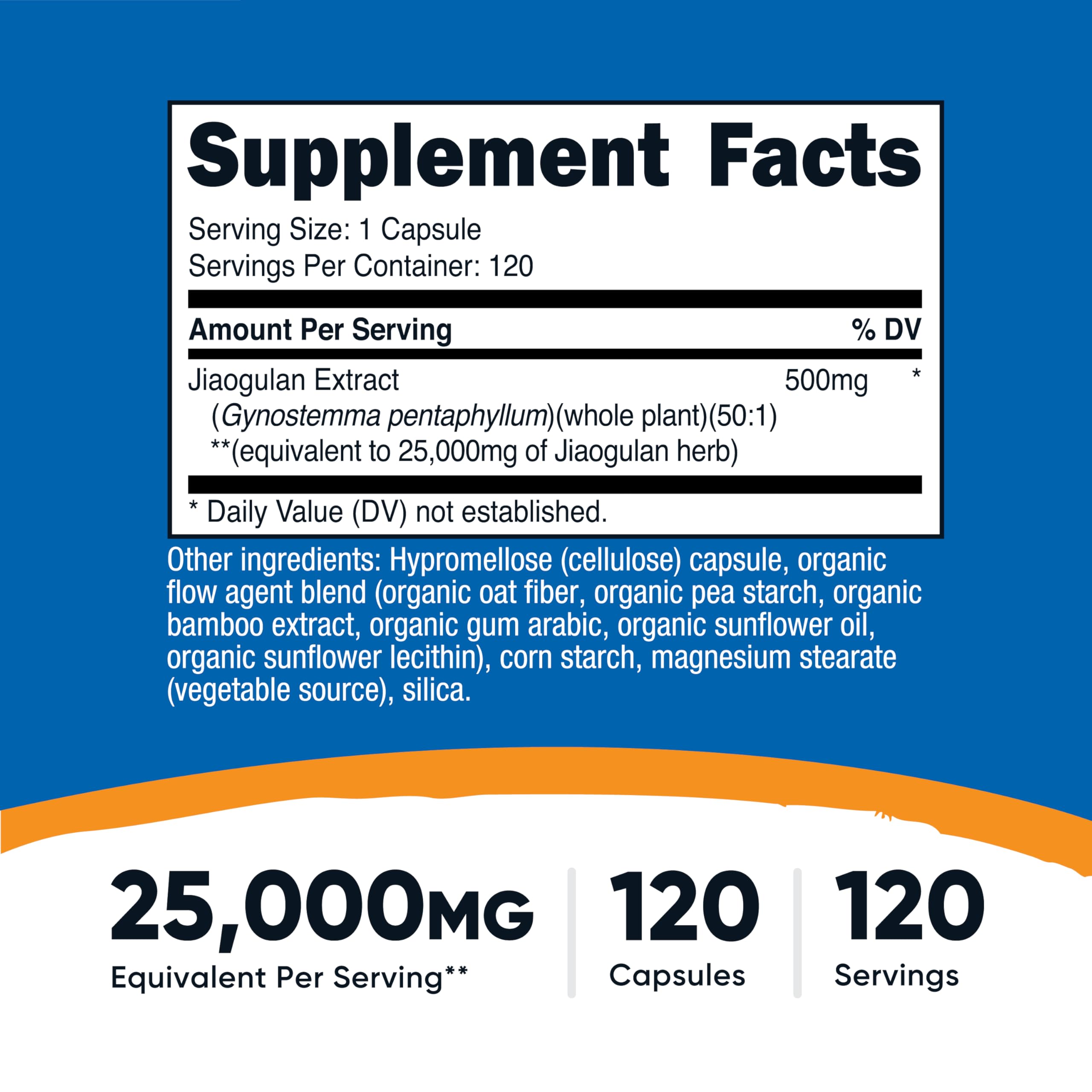 Nutricost Jiaogulan extract capsules closeup highlights easy daily use