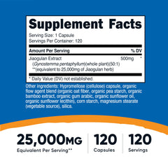 Nutricost Jiaogulan extract capsules closeup highlights easy daily use