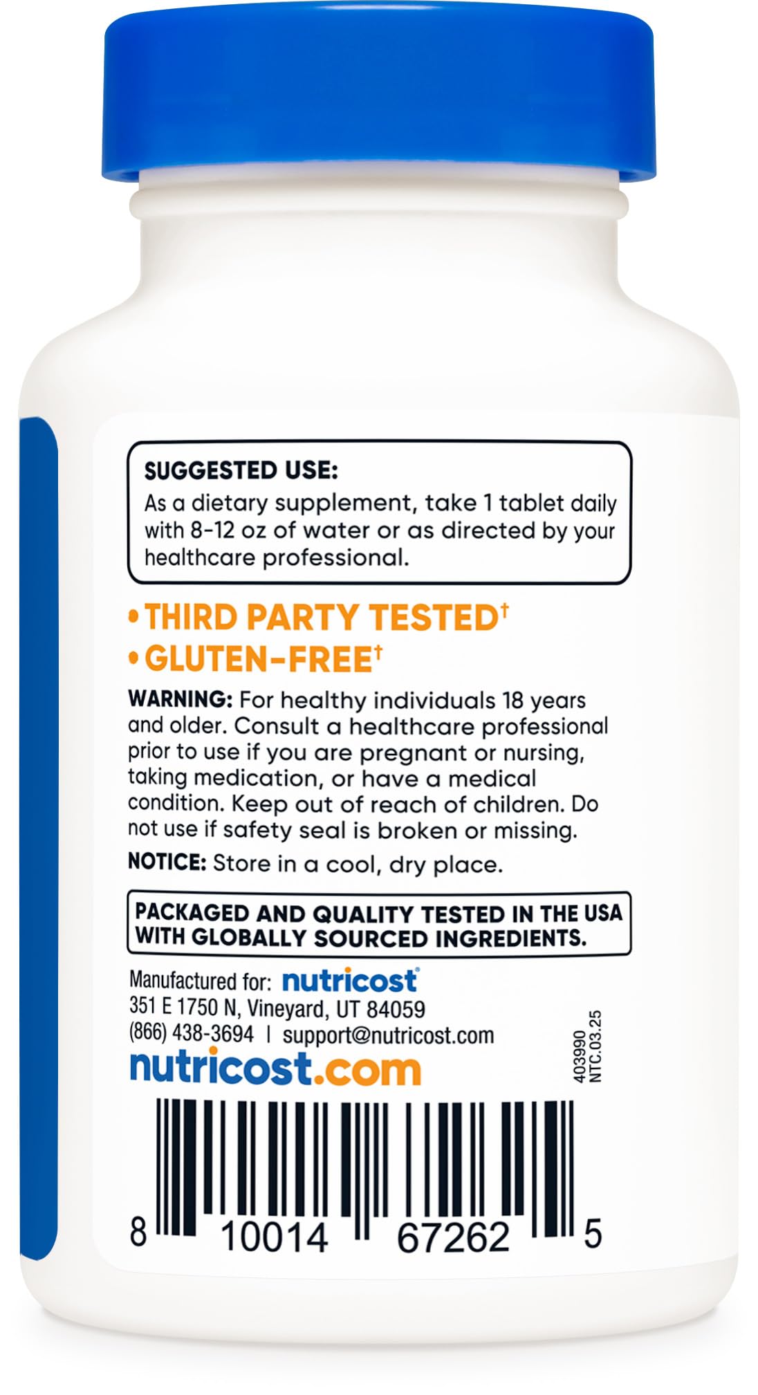 Nutricost Kelp Tablets packaging interior shows 240-count bottle