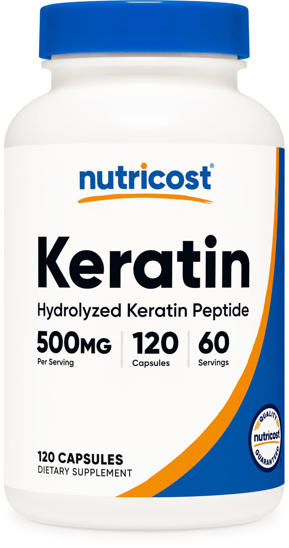 Nutricost Keratin Hydrolized Peptide bottle ready for daily supplement routine.