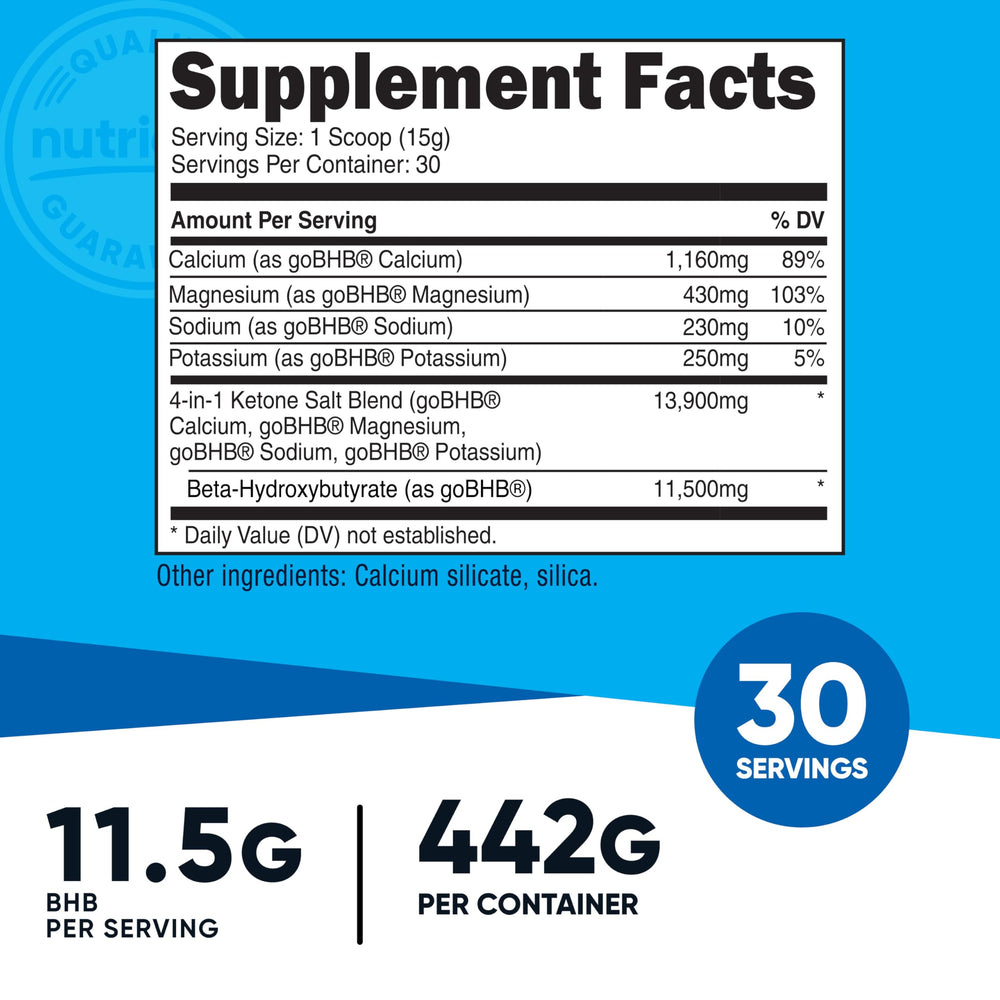 Nutricost Keto BHB 4-in-1 scoop beside bottle for quick daily serving