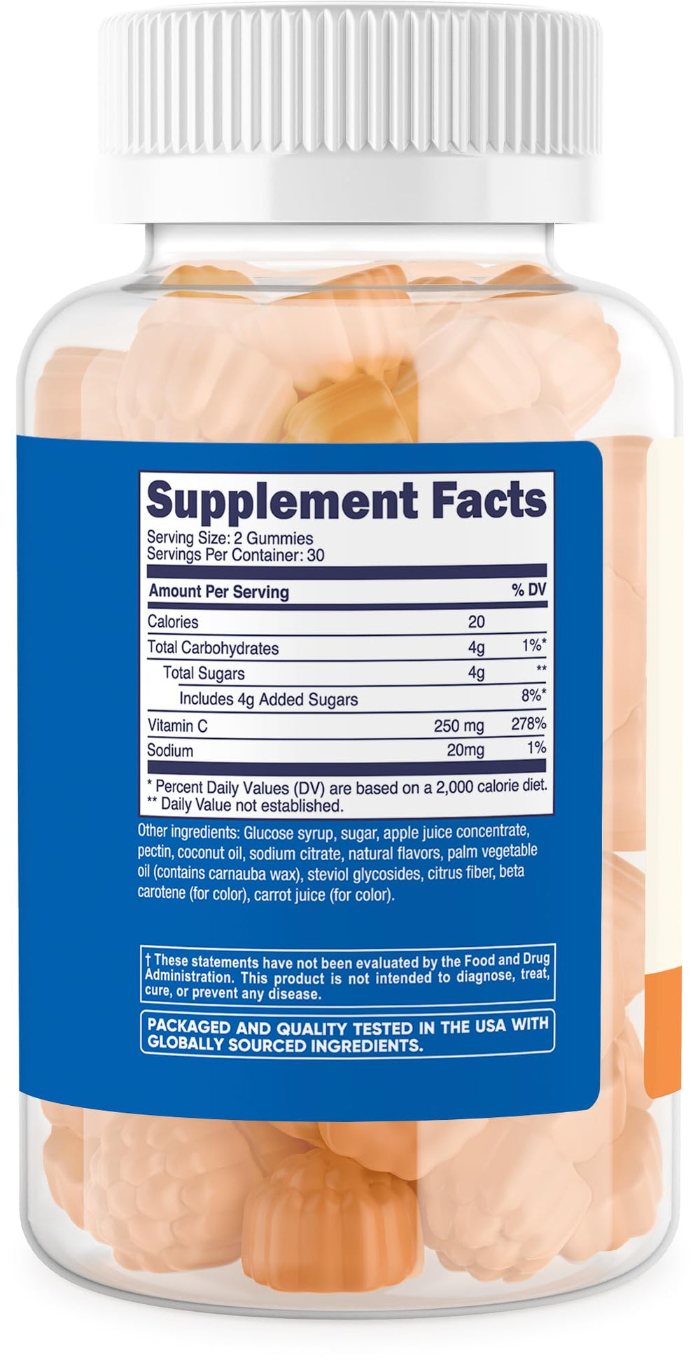 Nutricost Kids Vitamin C Gummies nutrition facts label closeup