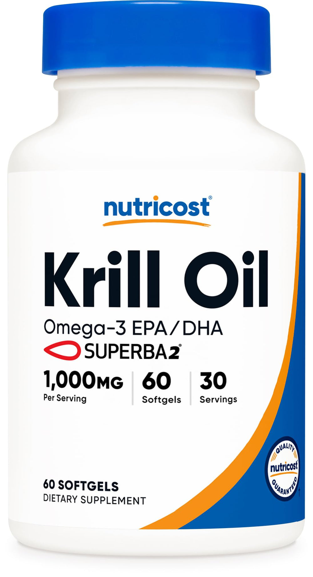 Nutricost Krill Oil 1000mg softgels pack shot highlighting easy-to-swallow capsules for daily omega-3