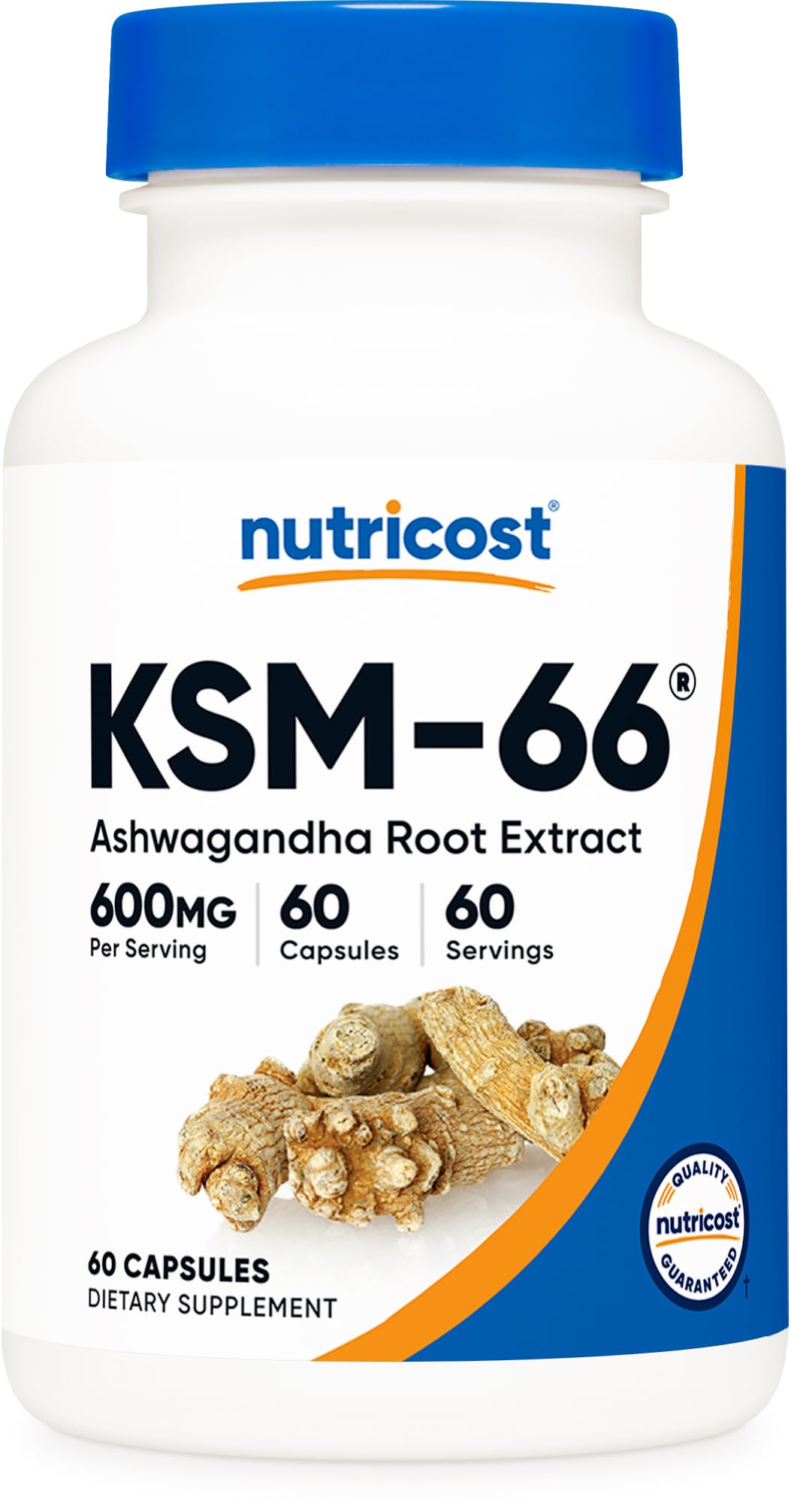 Nutricost KSM-66 Ashwagandha bottle-front for daily balance and focus