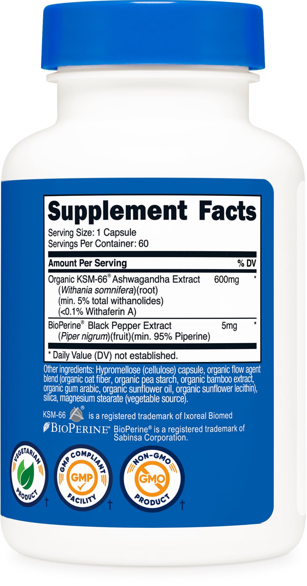Nutricost KSM-66 bottle on kitchen counter for daily wellness routine