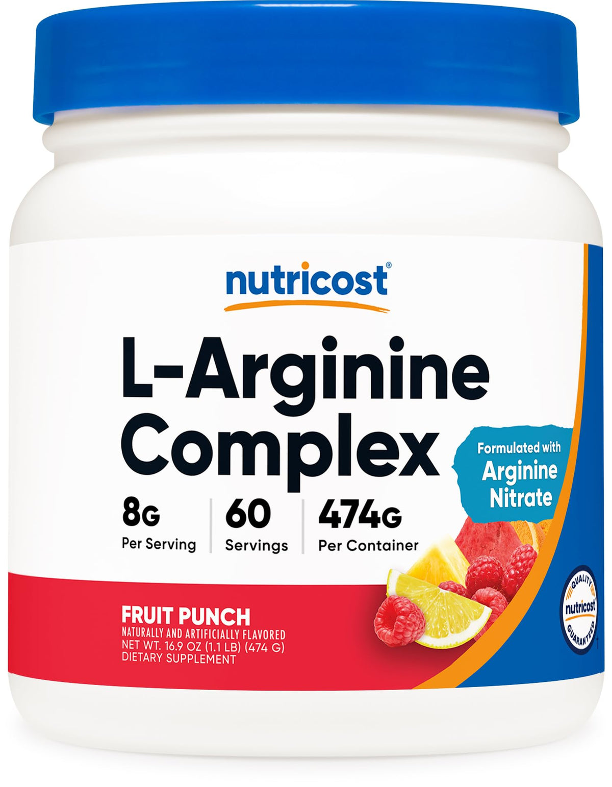 Nutricost L-Arginine Complex bottle for daily workouts.