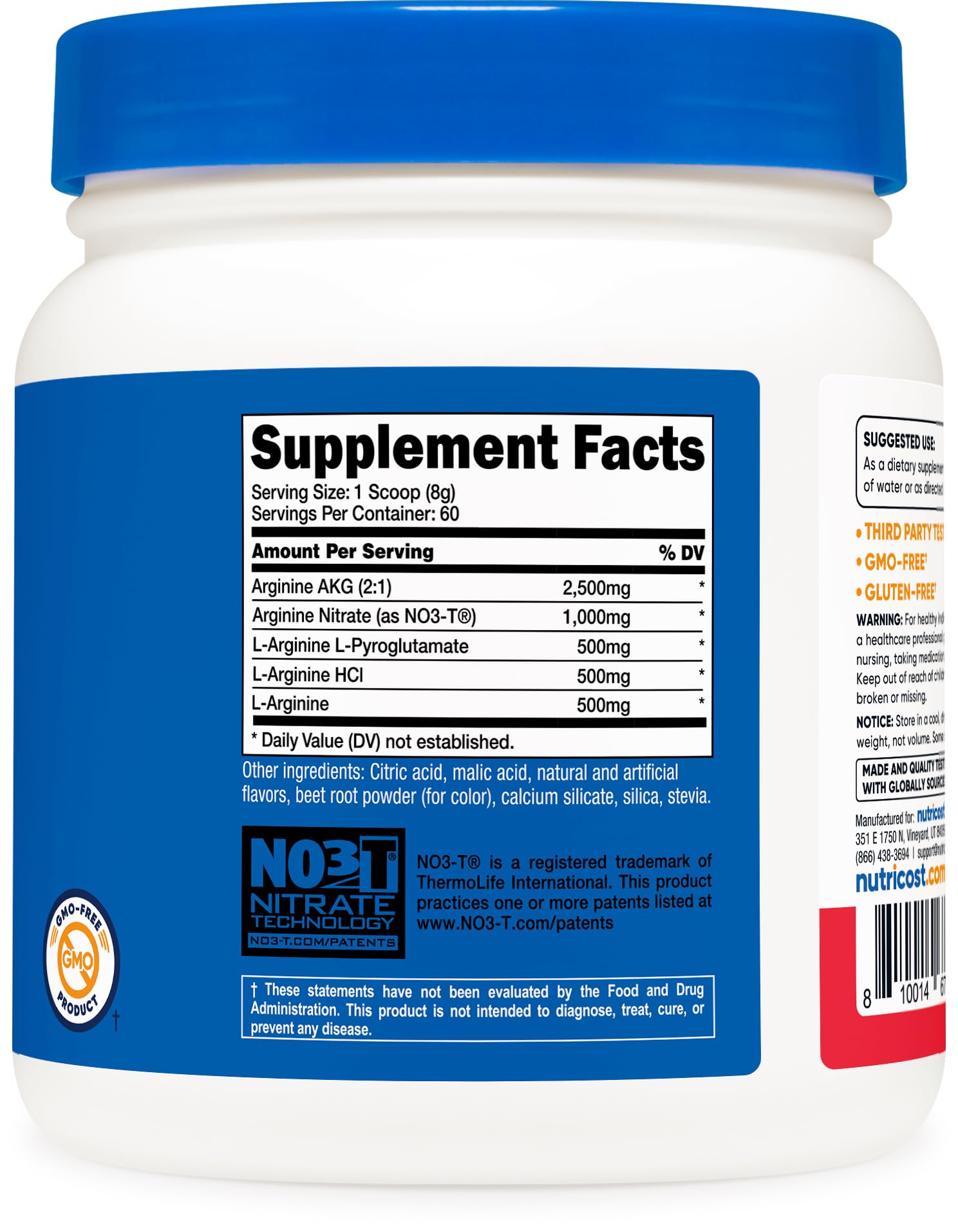 Nutricost L-Arginine Complex fruit punch flavor hint.