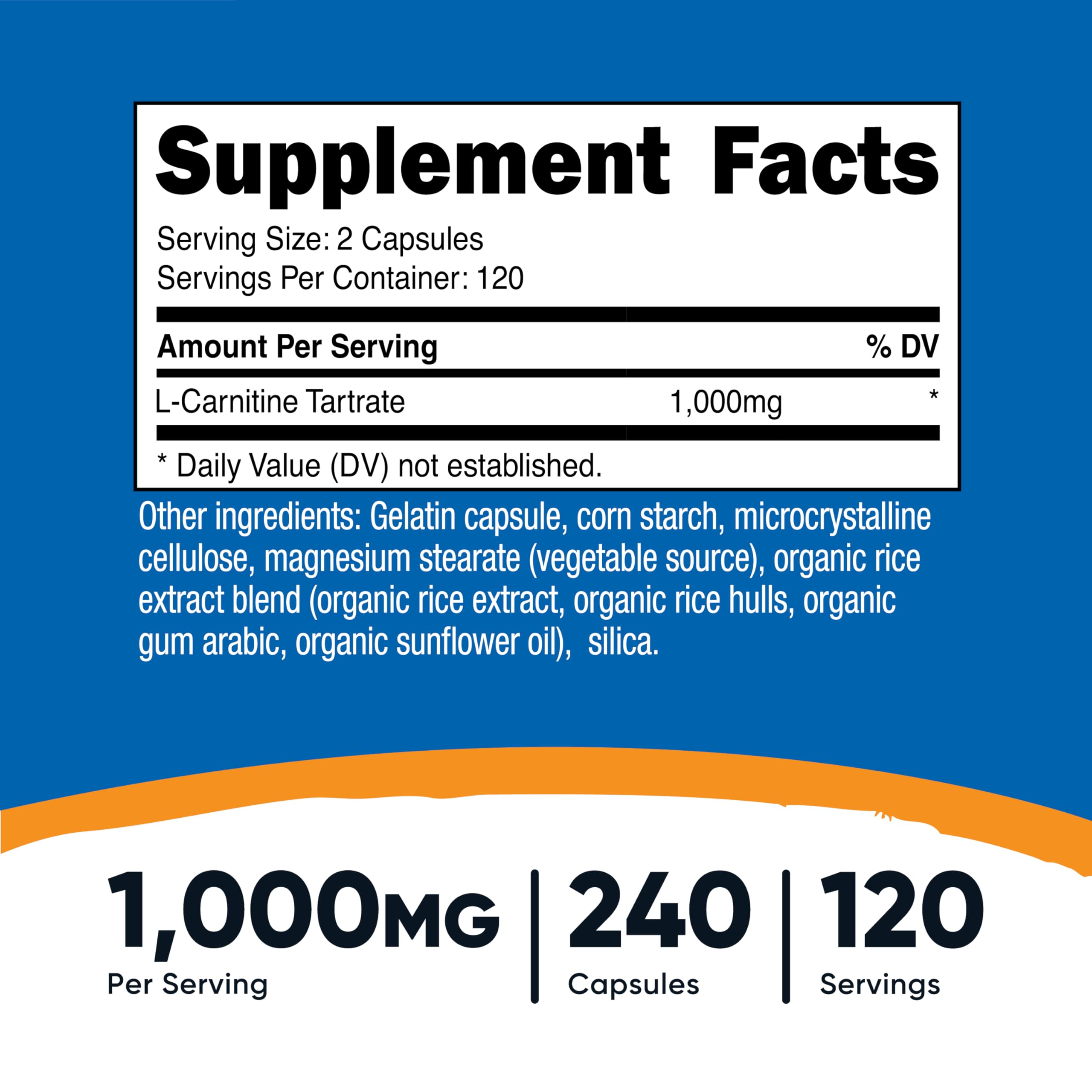 Nutricost L-Carnitine Tartrate capsules close-up for daily energy support