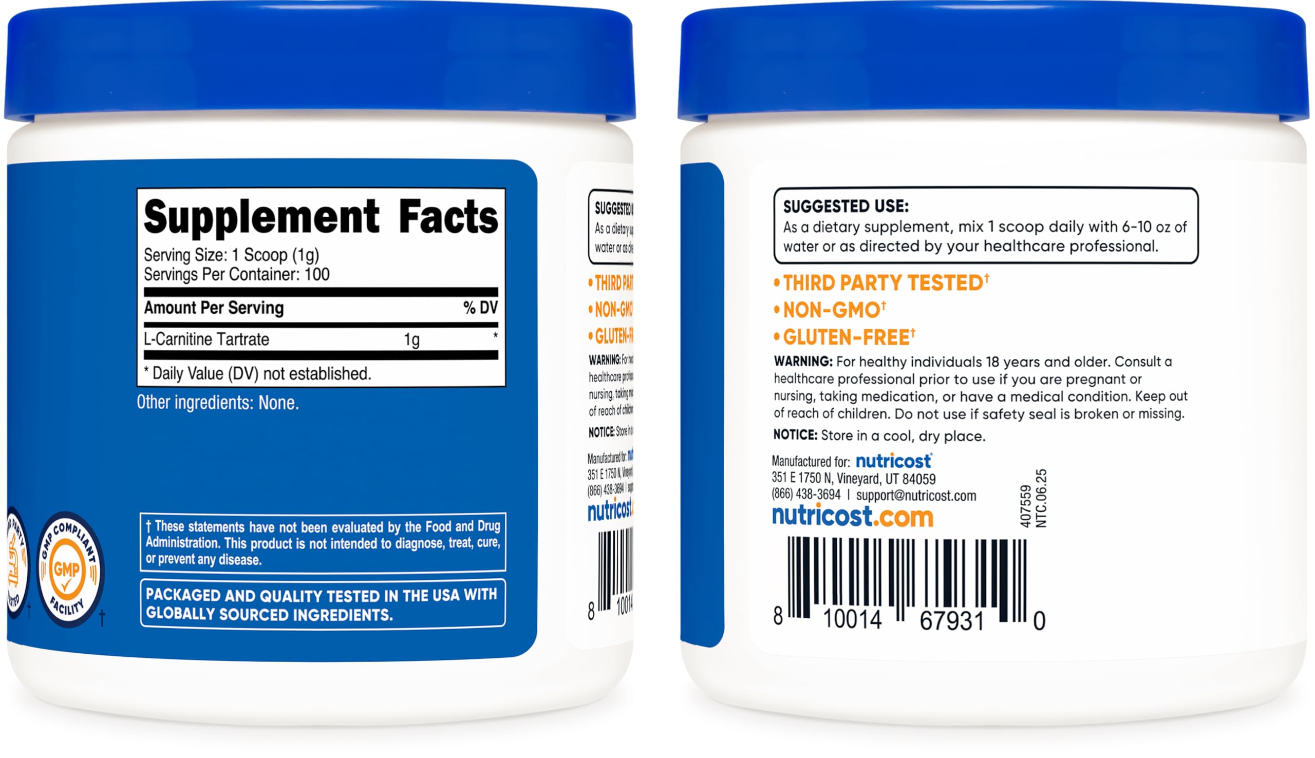Close-up label detail highlights non-GMO and gluten-free claims
