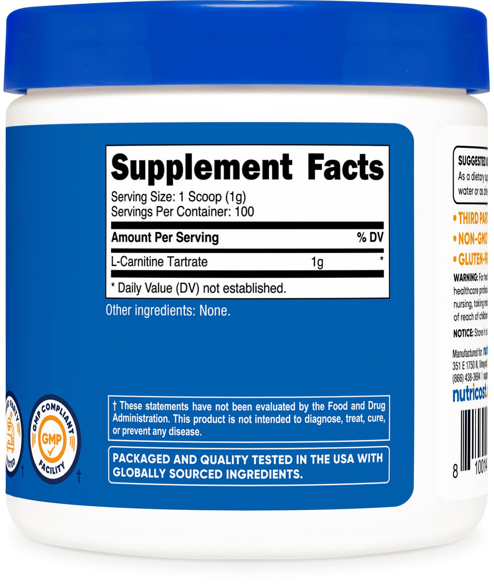 Measuring scoop included with Nutricost L-Carnitine Tartrate for consistent servings