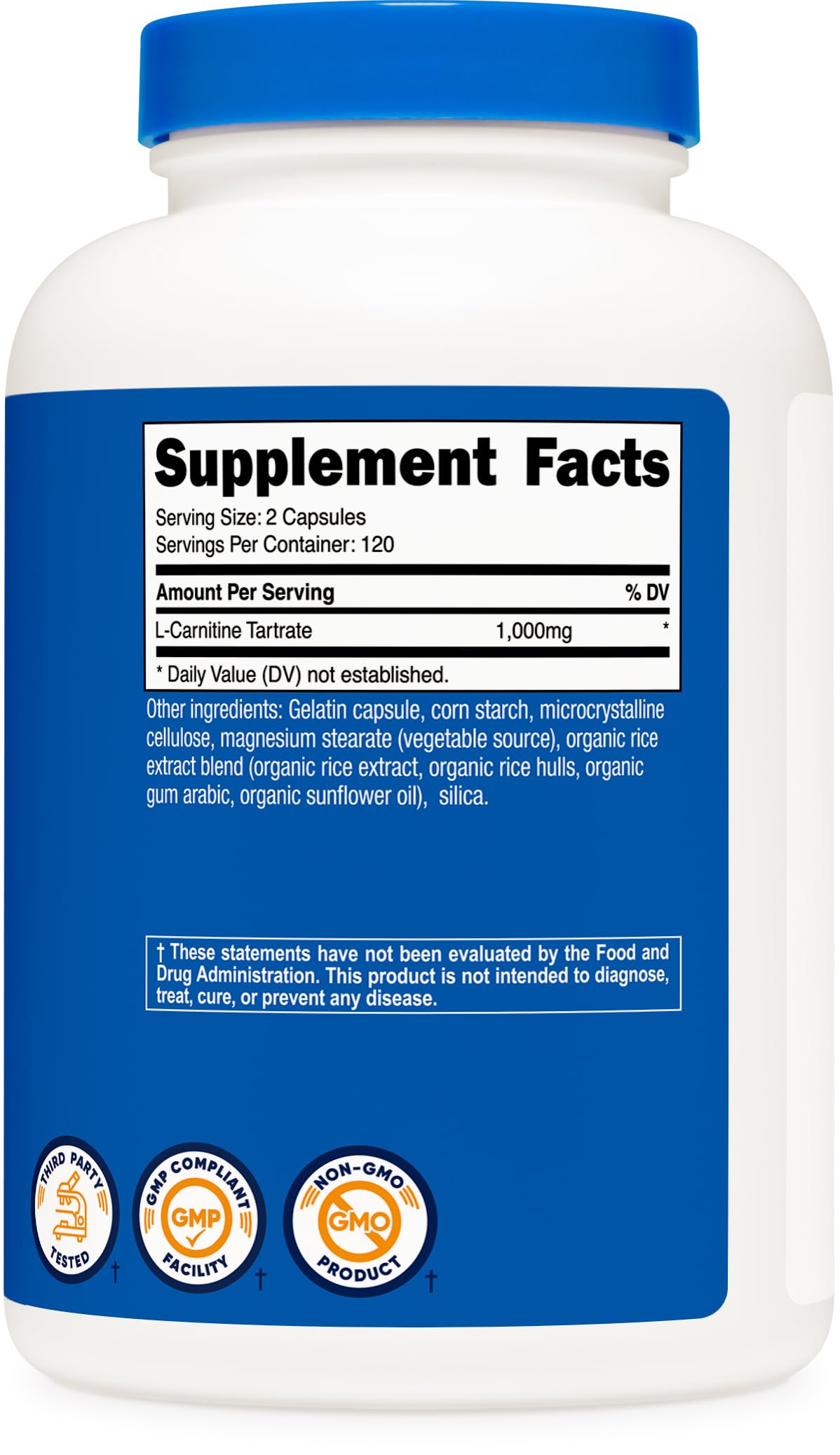 Nutricost L-Carnitine Tartrate packaging box on display for easy stocking