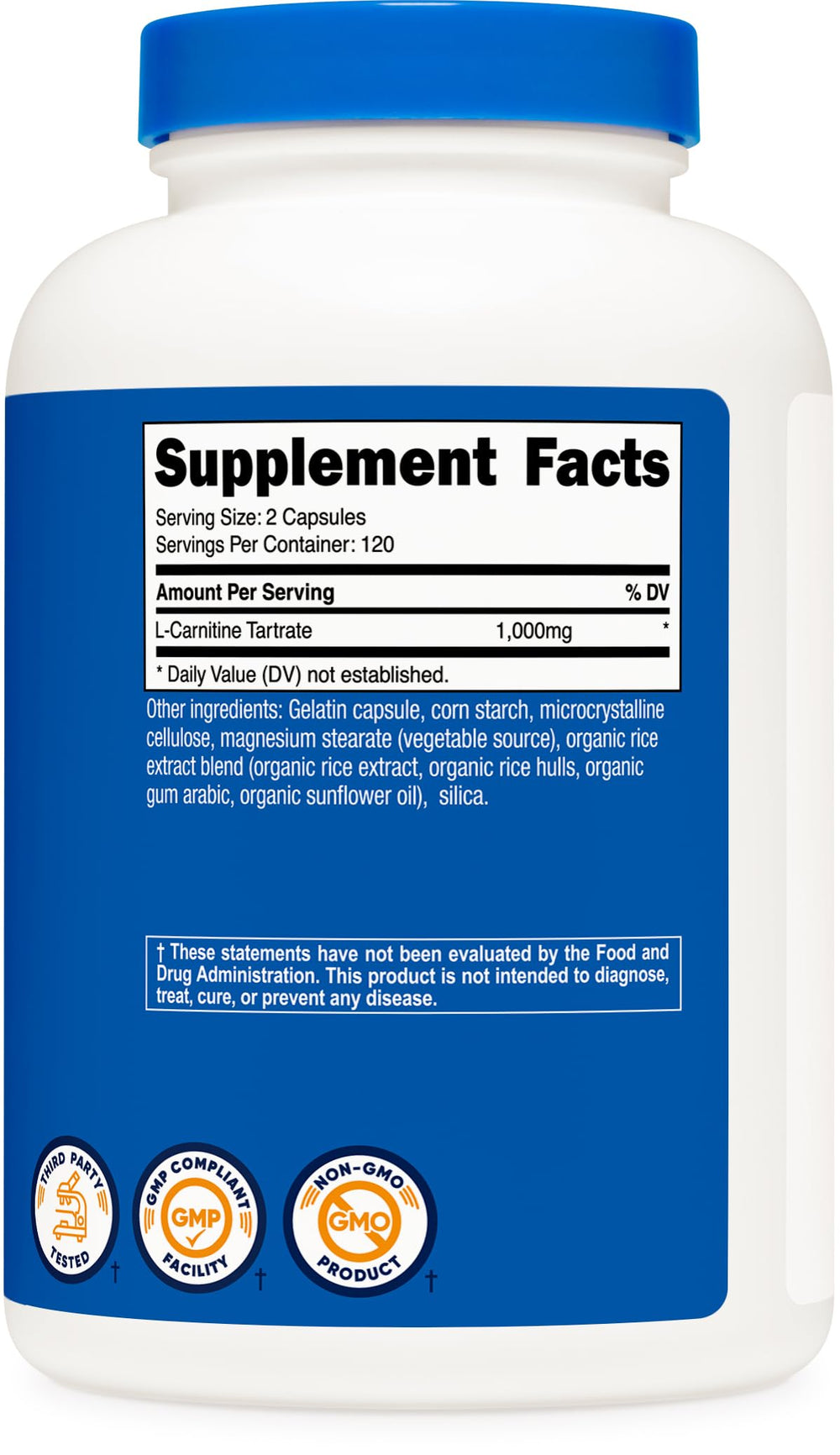 Nutricost L-Carnitine Tartrate packaging box on display for easy stocking