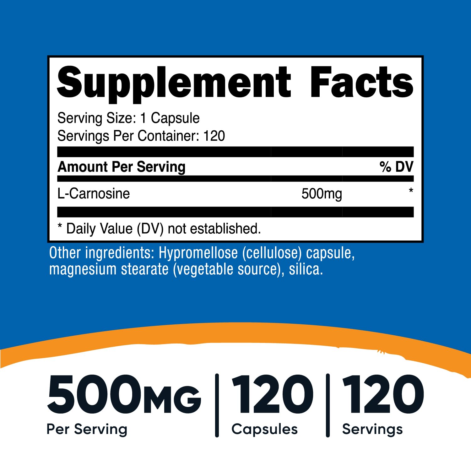 Nutricost L-Carnosine bottle label highlighting gluten-free and non-GMO