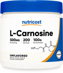 Nutricost L-Carnosine powder bottle front for daily supplementation