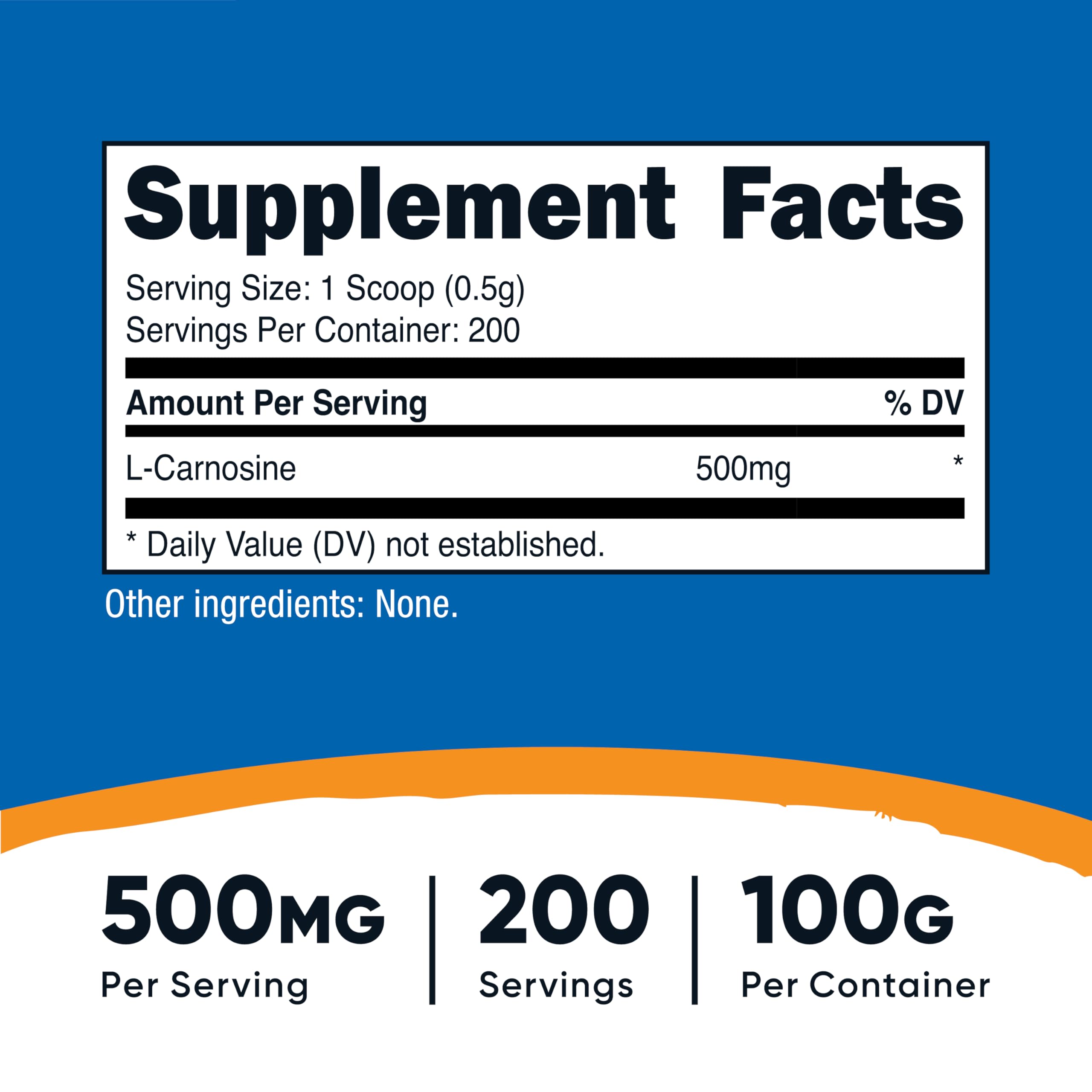 Nutricost L-Carnosine powder with scoop shows easy dosing