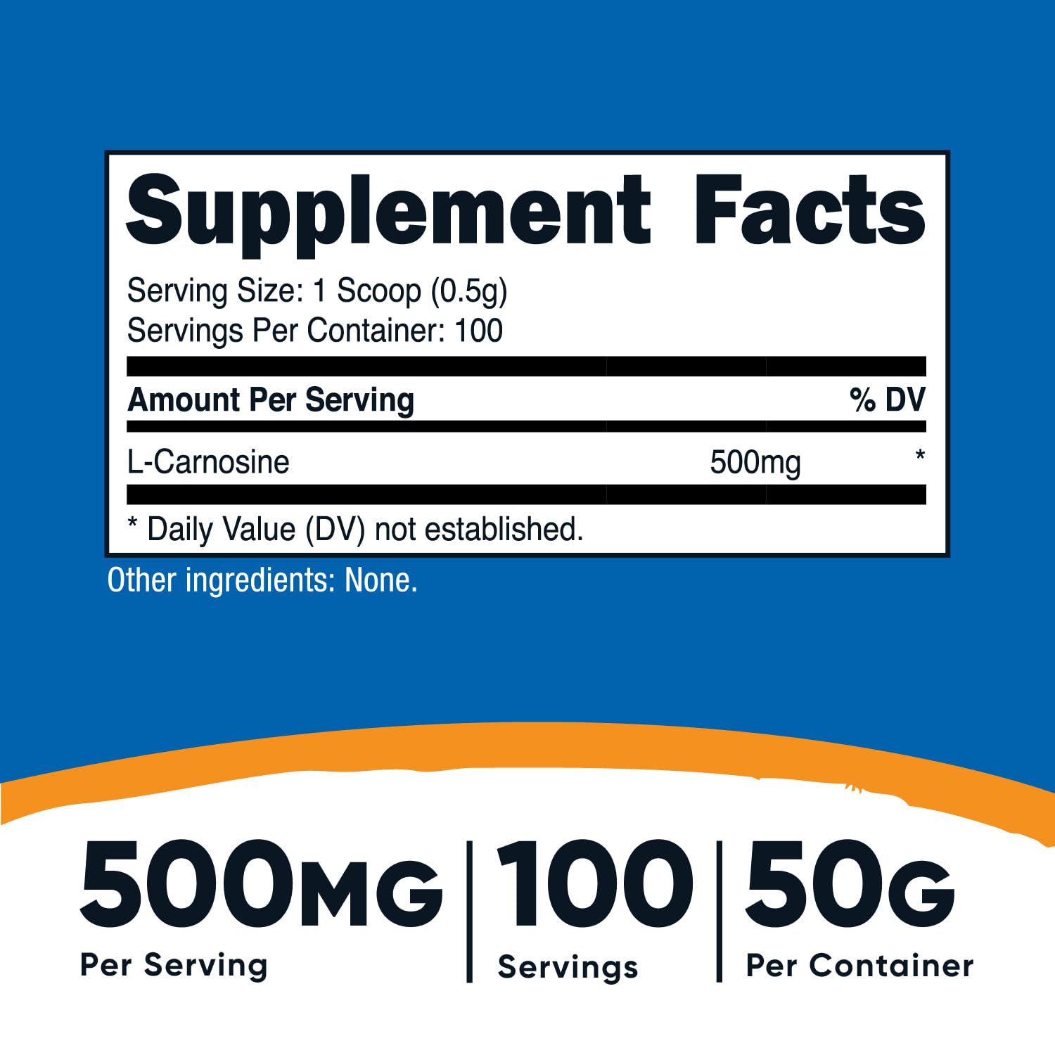 Nutricost L-Carnosine powder scoop included for precise servings.