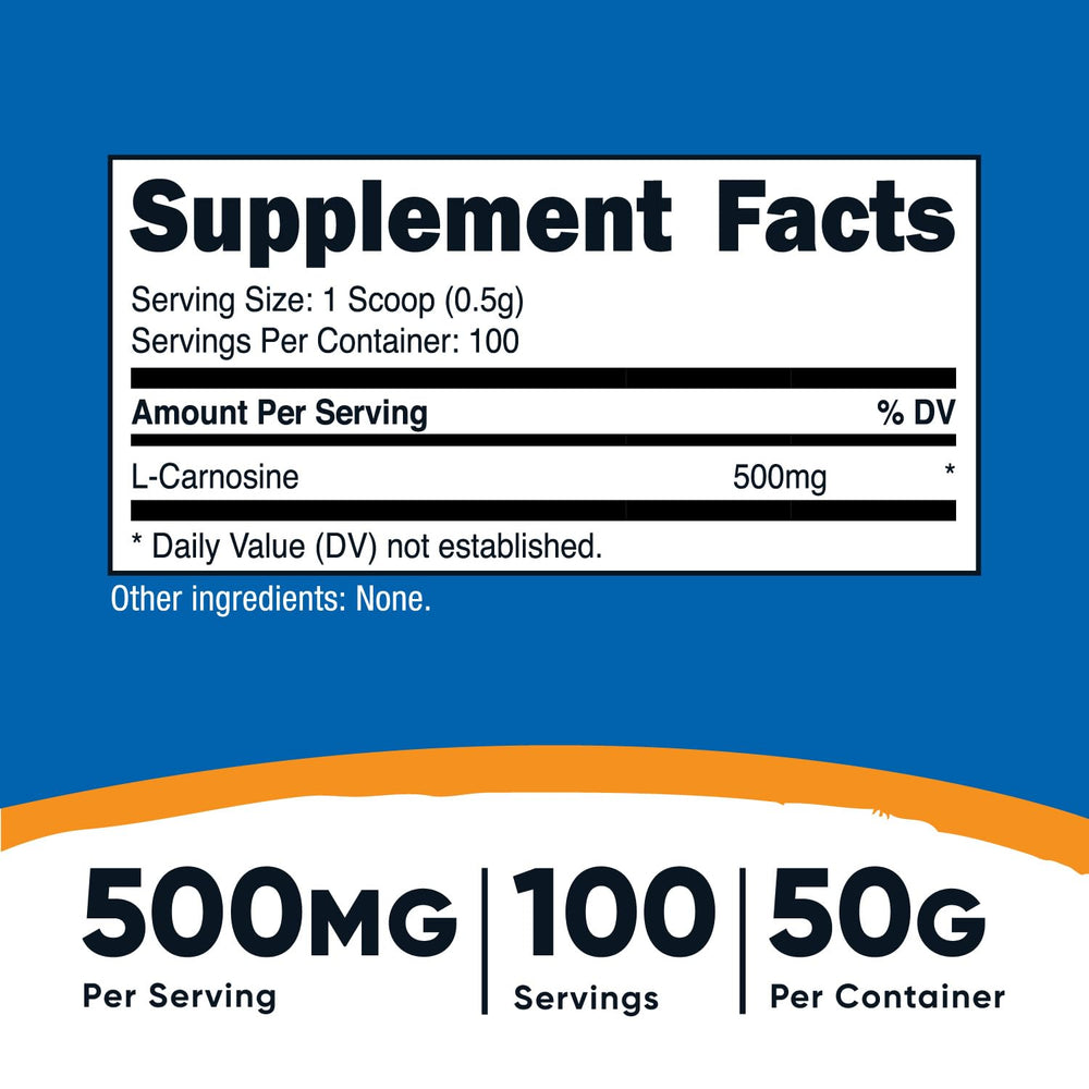 Nutricost L-Carnosine powder scoop included for precise servings.