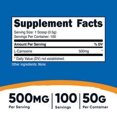 Nutricost L-Carnosine powder scoop included for precise servings.