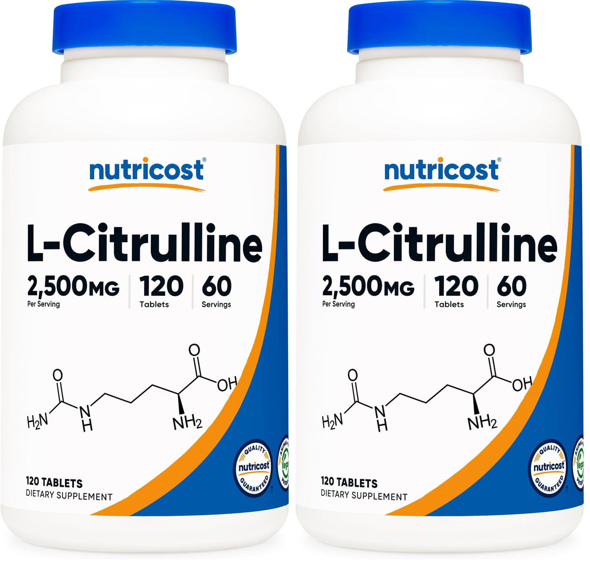 Nutricost L-Citrulline bottle shows 60 servings for daily athletic support.