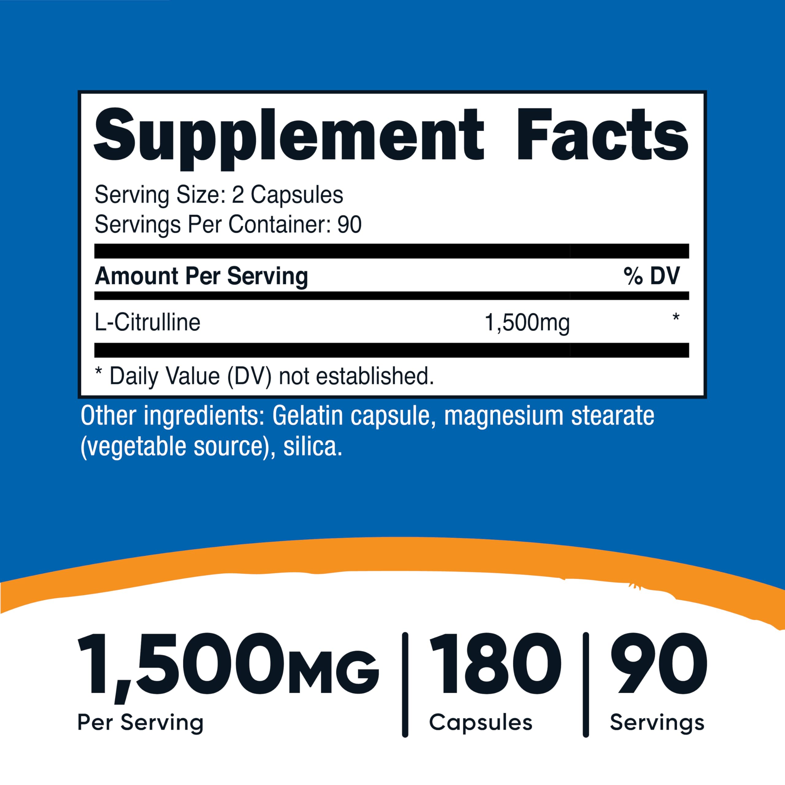 Nutricost L-Citrulline capsules pour illustrates easy serving and portability.
