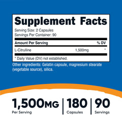 Nutricost L-Citrulline capsules pour illustrates easy serving and portability.