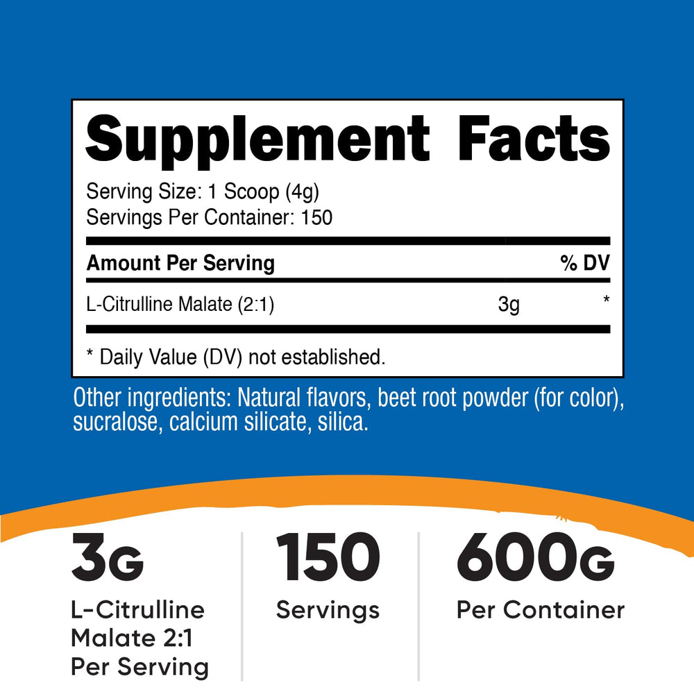 Nutricost L-Citrulline Malate powder jar highlights premium pre-workout formula