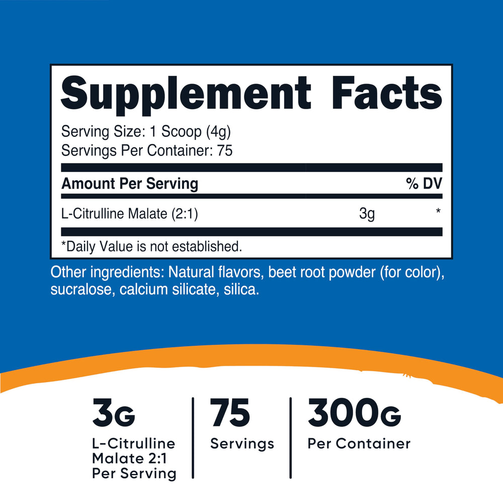 Nutricost L-Citrulline Malate 2:1 Fruit Punch powder tub with label visible for trust.