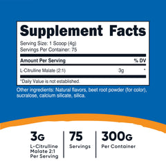 Nutricost L-Citrulline Malate 2:1 Fruit Punch powder tub with label visible for trust.