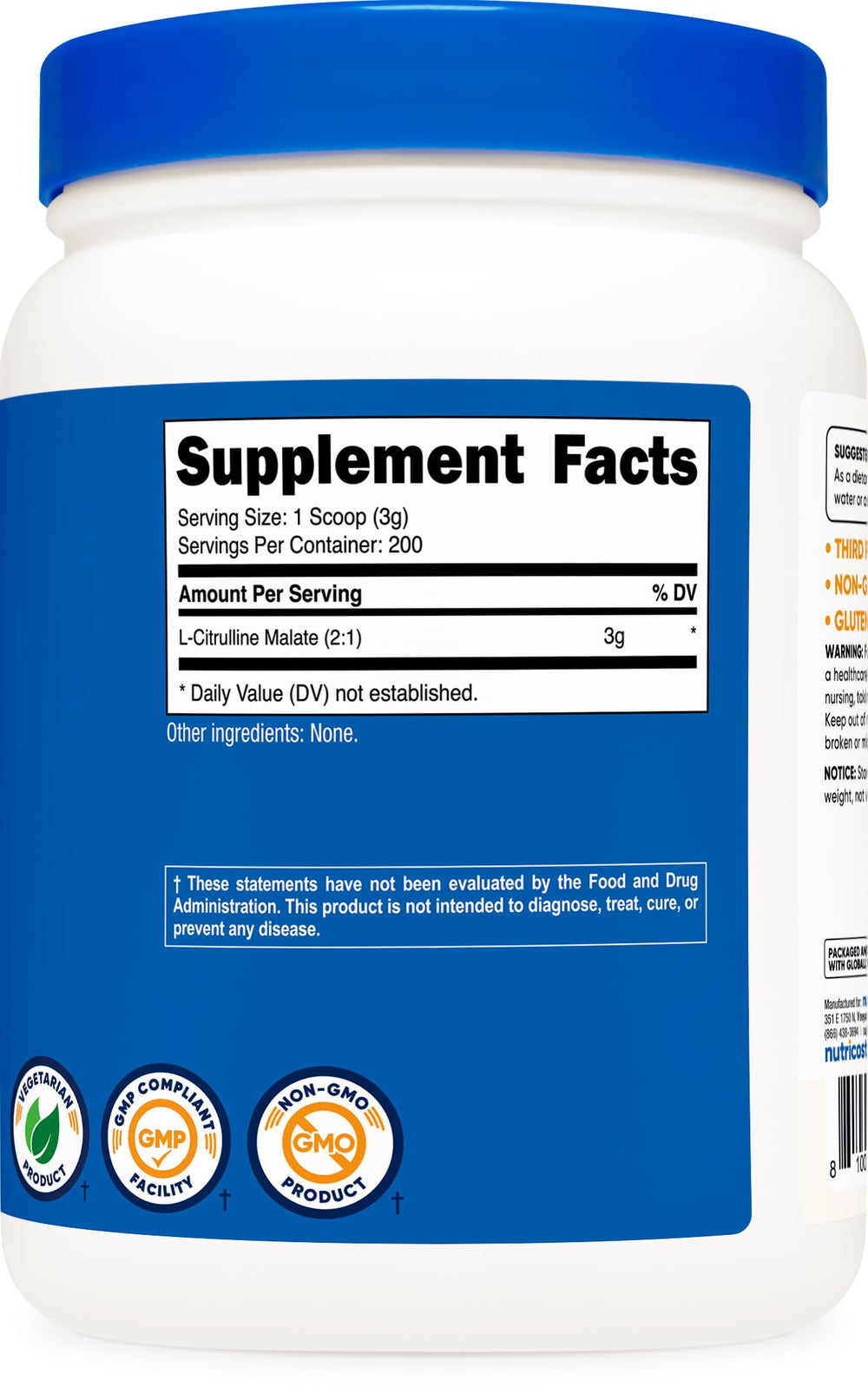 Nutricost L-Citrulline Malate facility certifications reassure safety and compliance.