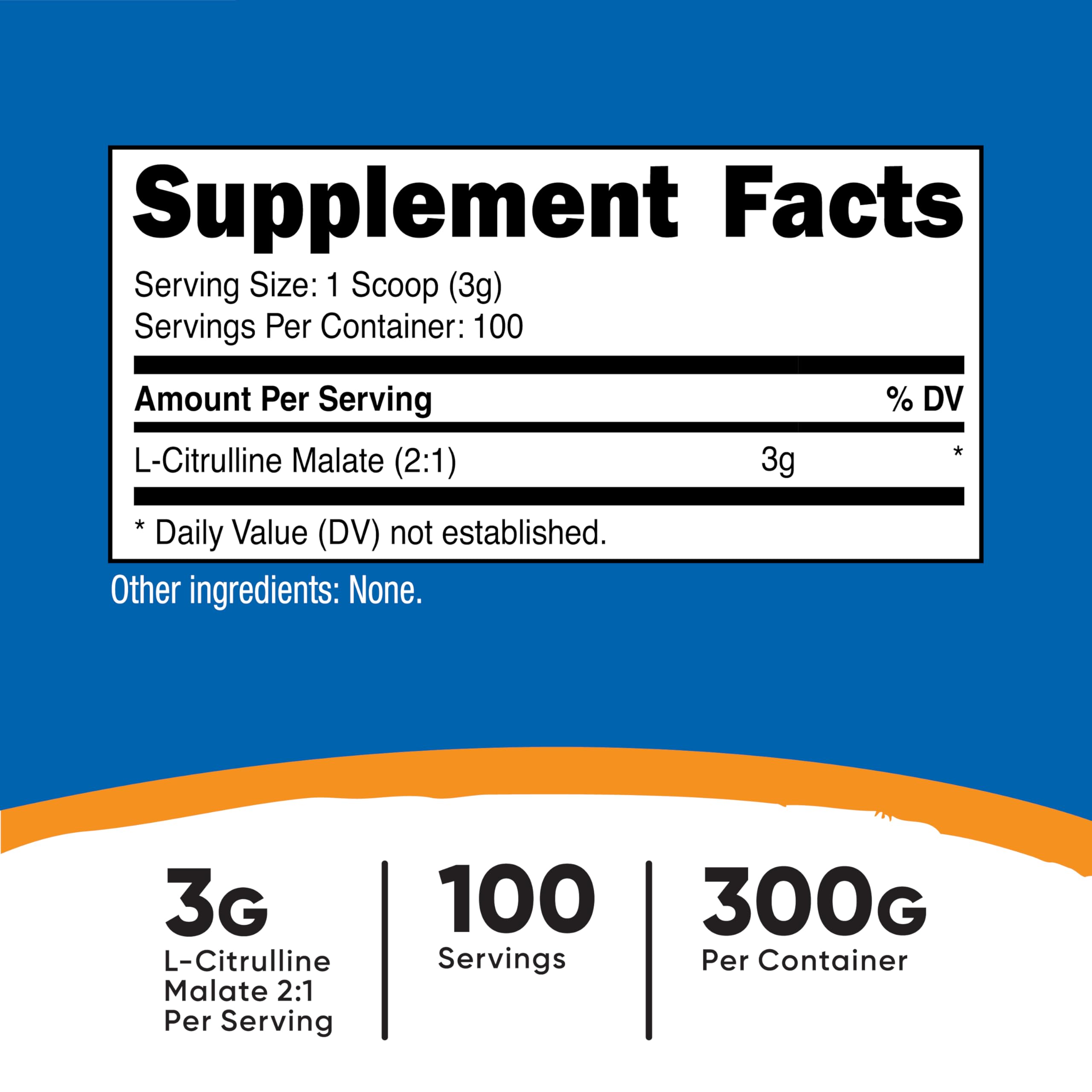 Nutricost L-Citrulline Malate scoop next to jar illustrating serving size