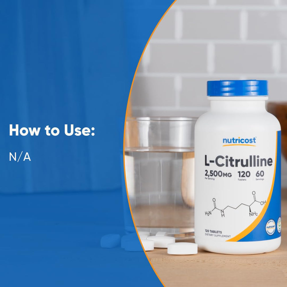 Non-GMO gluten-free Nutricost L-Citrulline packaging for clean supplementation.