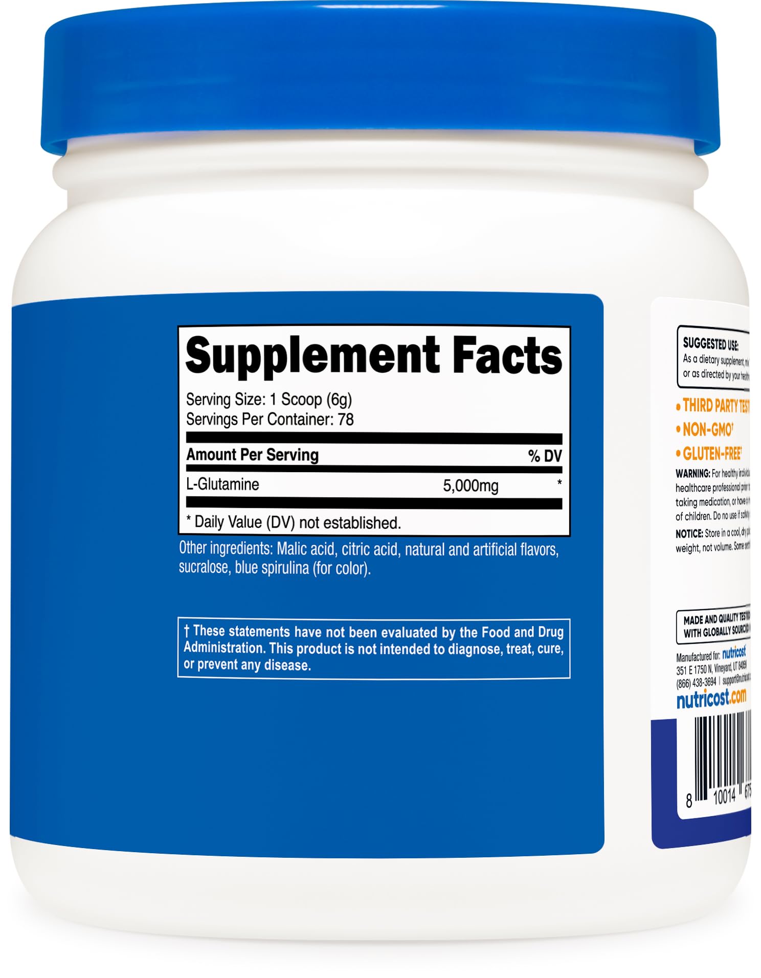 Nutricost facility certification seal emphasizing quality and safety.